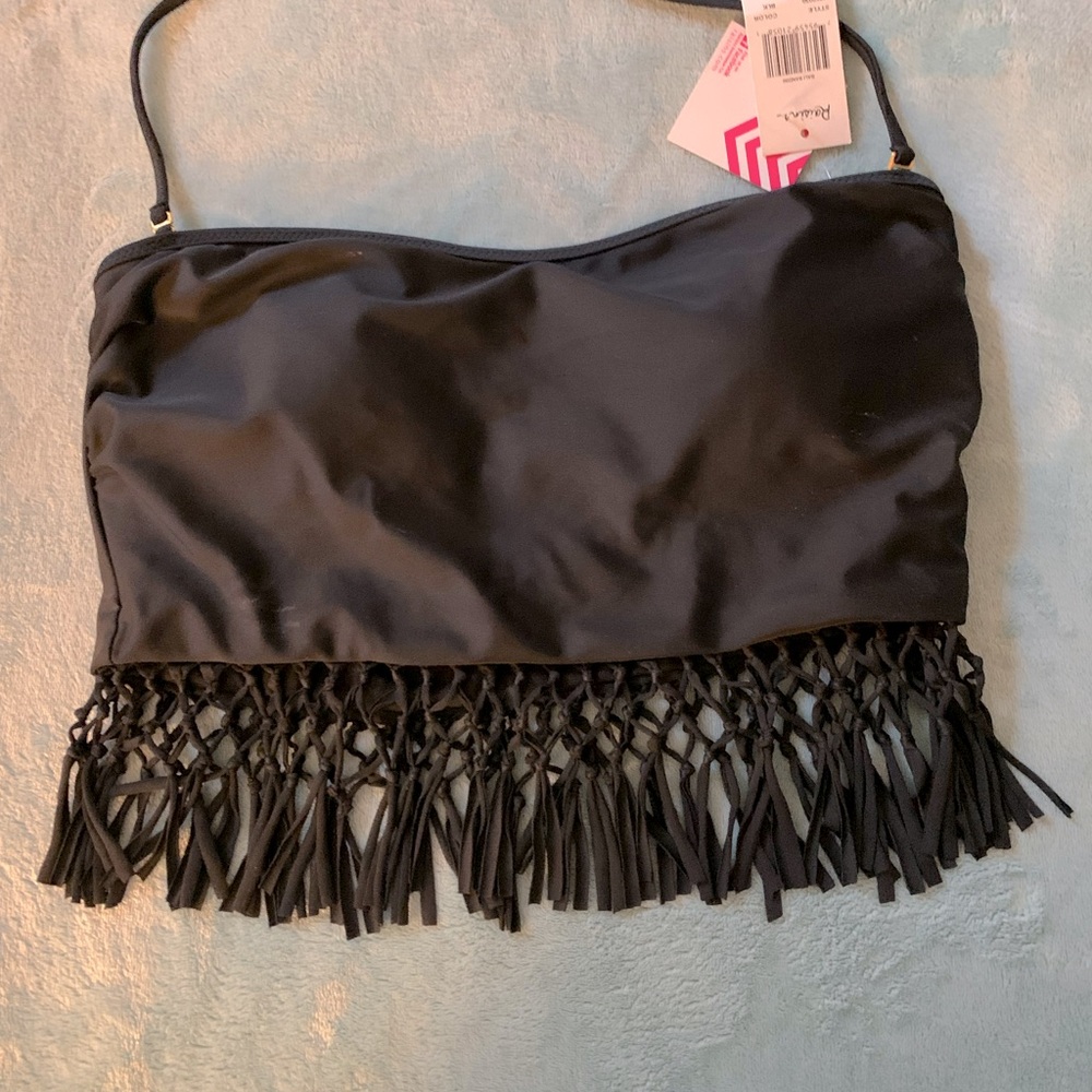 NWT Black Raisins Brand Bali Bandini Top with Fringe-L